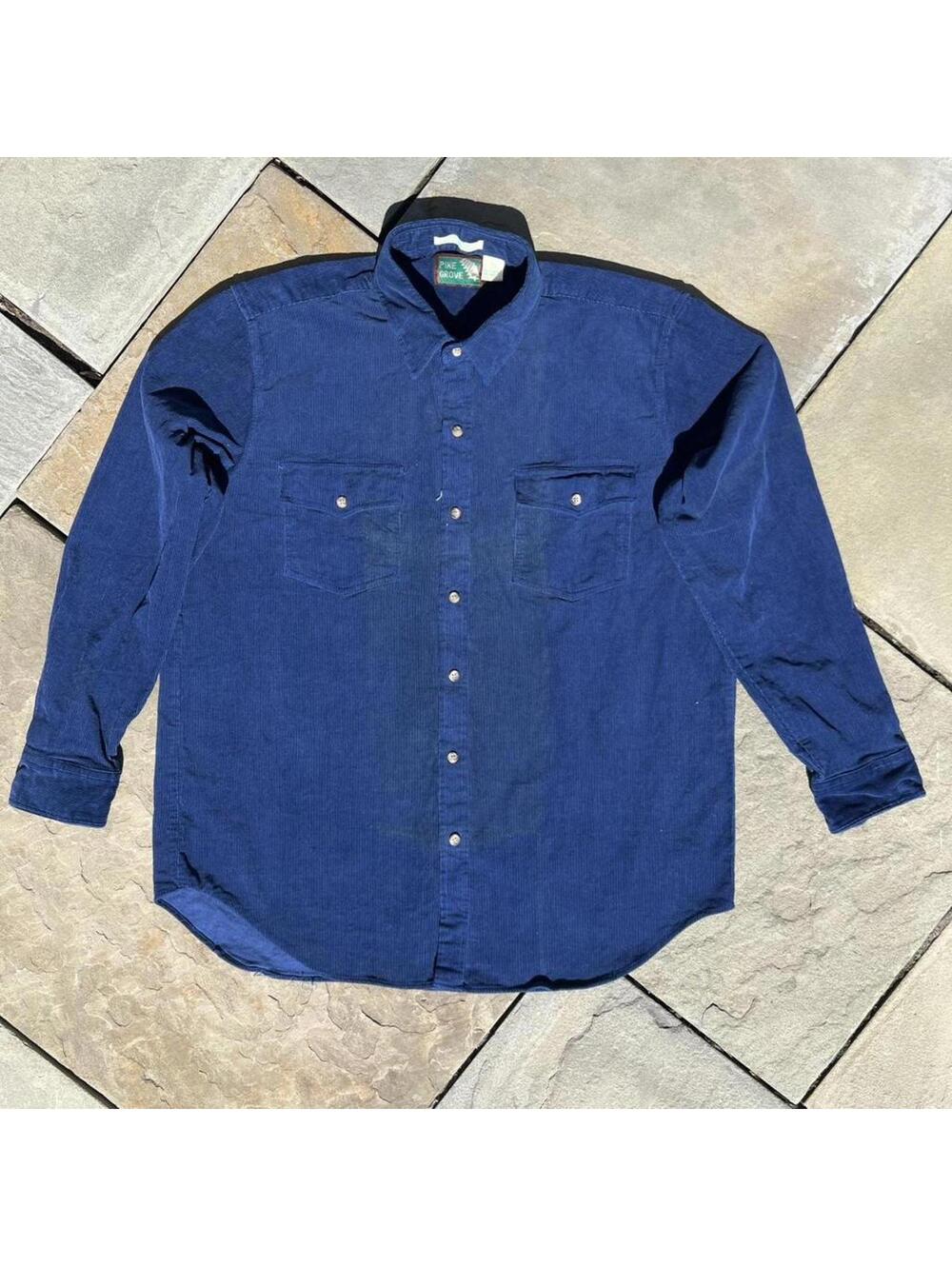 Deadstock Vintage 90s Royal Blue Corduroy Button Down Shirt